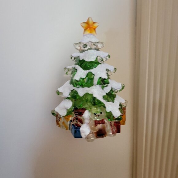 Christmas Tree Holiday NIGHT LIGHT Green 5.5'' x 4.5'' Resin Electric Decor T4 - Picture 7 of 7